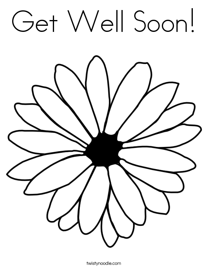 Animal Get Well Soon Printable Coloring Pages with simple drawing