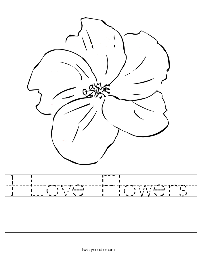 I Love Flowers Worksheet - Twisty Noodle