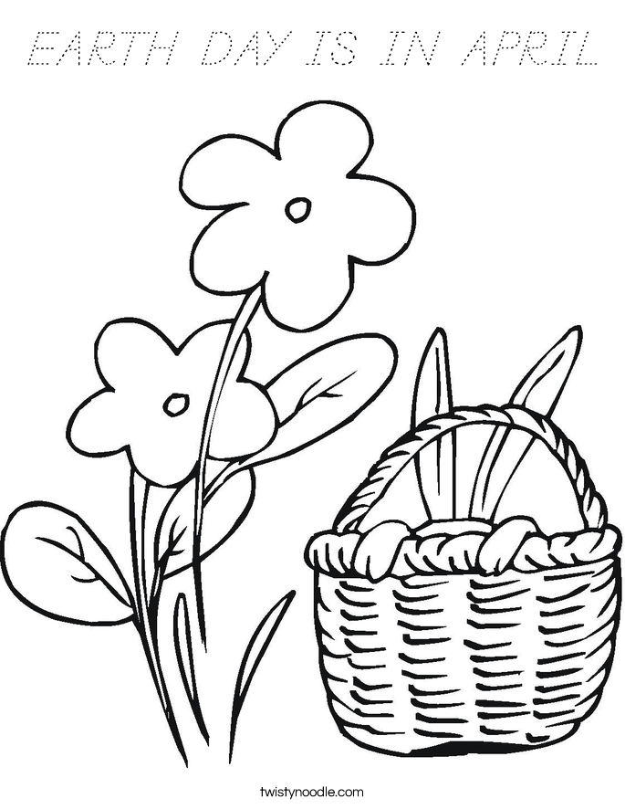 EARTH DAY IS IN APRIL Coloring Page - D'Nealian - Twisty Noodle