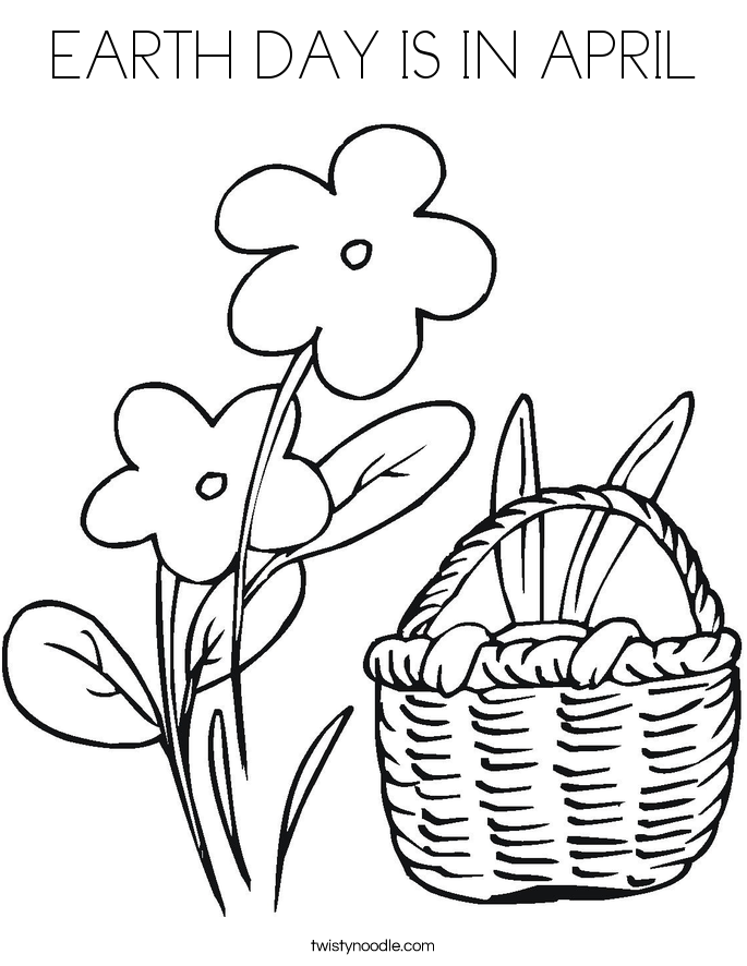 EARTH DAY IS IN APRIL Coloring Page - Twisty Noodle