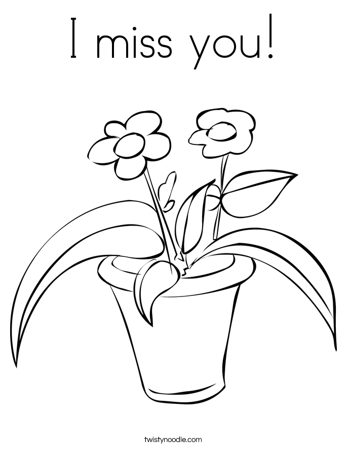 I miss you Coloring Page - Twisty Noodle