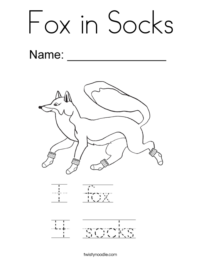 Fox in Socks Coloring Page Twisty Noodle