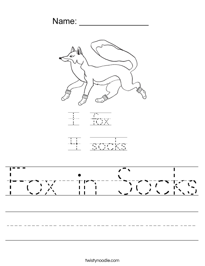 Fox In Socks Worksheet Twisty Noodle Fox In Socks Worksheet Twisty Noodle