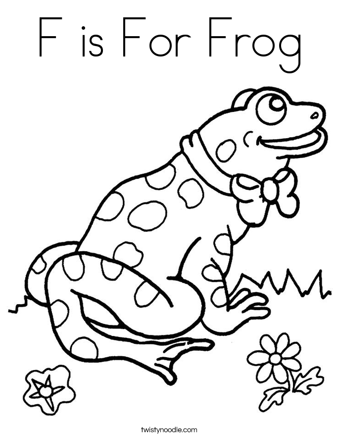 373 Cute F Is For Frog Coloring Page with Animal character