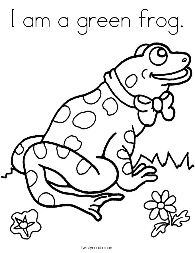 I am a green frog Coloring Page Twisty Noodle