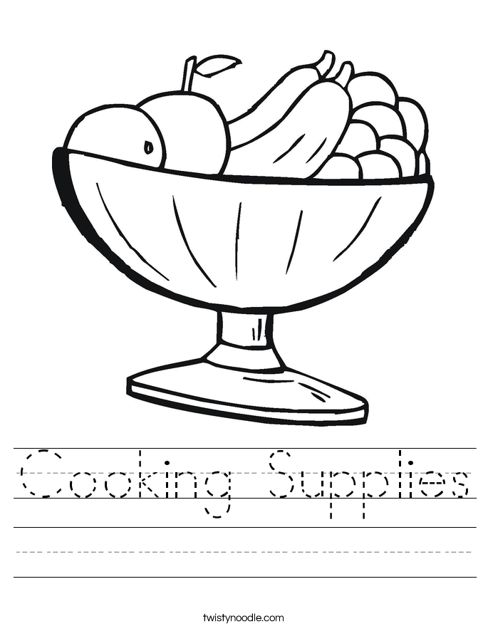 Cooking Supplies Worksheet Twisty Noodle Cooking Supplies Worksheet