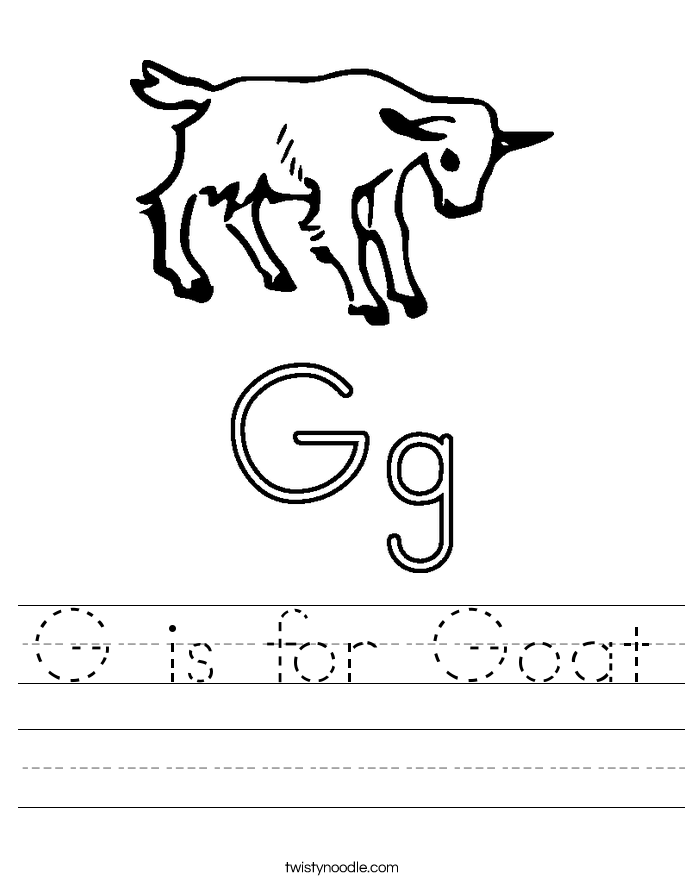 Worksheet Letter G Worksheets letter g worksheets twisty noodle is for goat handwriting sheet