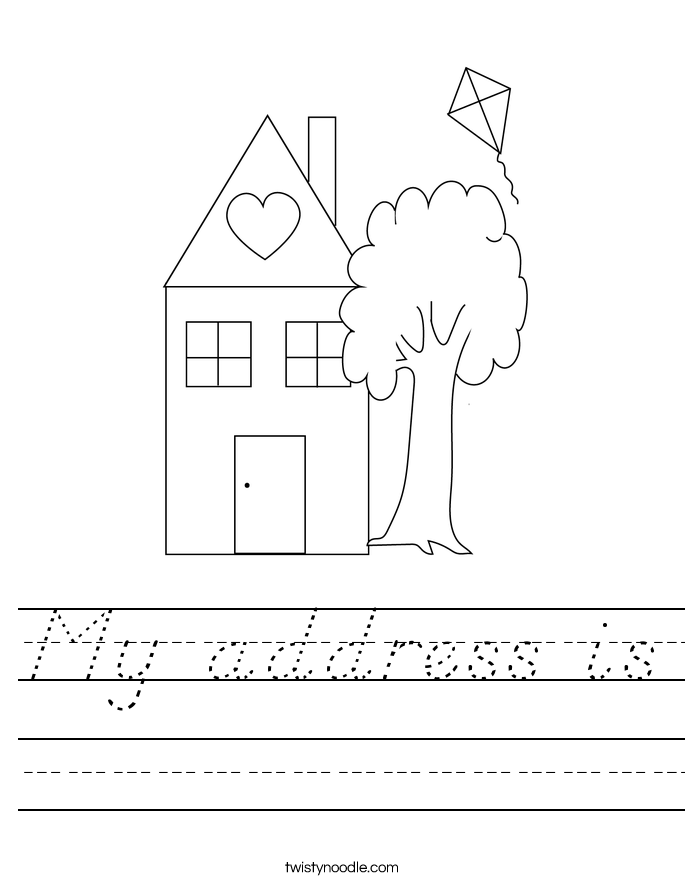 My address is Worksheet - D'Nealian - Twisty Noodle