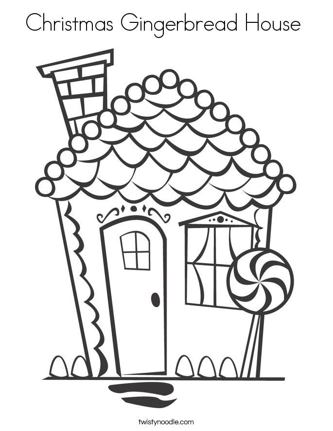 Christmas Gingerbread House Coloring Page - Twisty Noodle