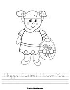 Happy Easter I Love You Handwriting Sheet