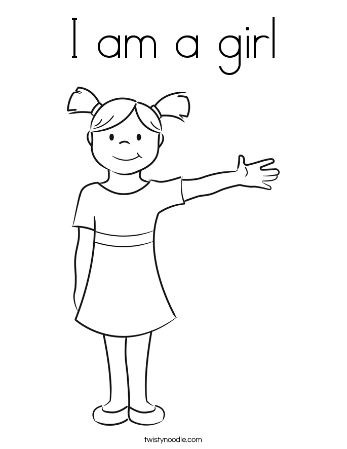 I am a girl Coloring Page Twisty Noodle I am a girl Coloring Page Twisty Noodle