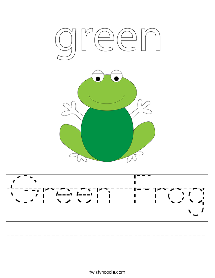 Worksheets Color Green Worksheets green worksheets twisty noodle frog handwriting sheet