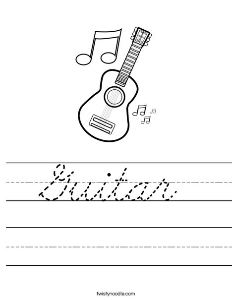 Guitar Worksheet Cursive Twisty Noodle Guitar Worksheet Cursive Twisty Noodle
