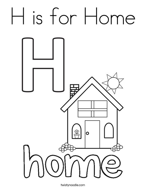 h is for home coloring page