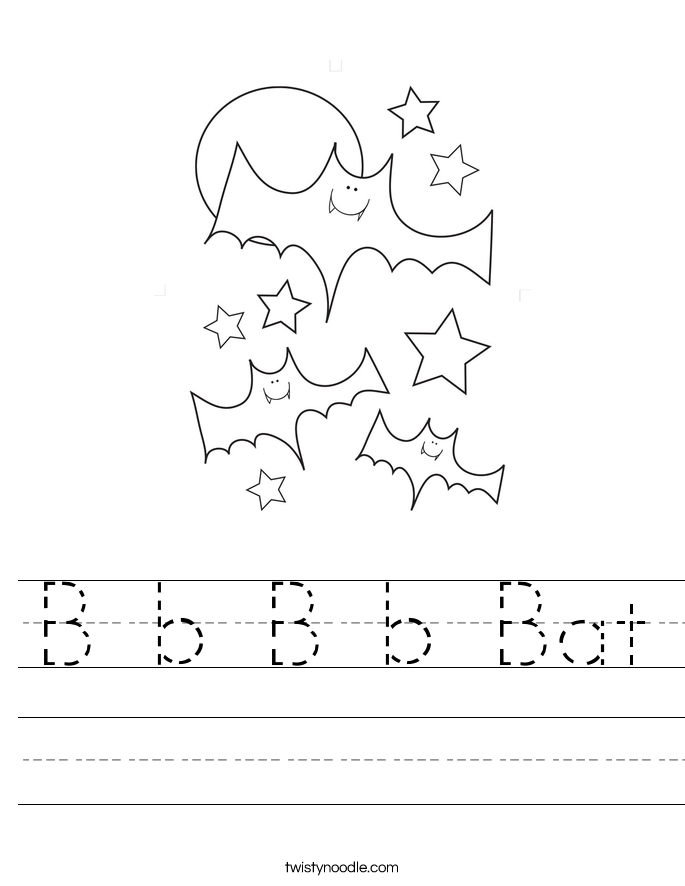 B B B B Bat Worksheet - Twisty Noodle