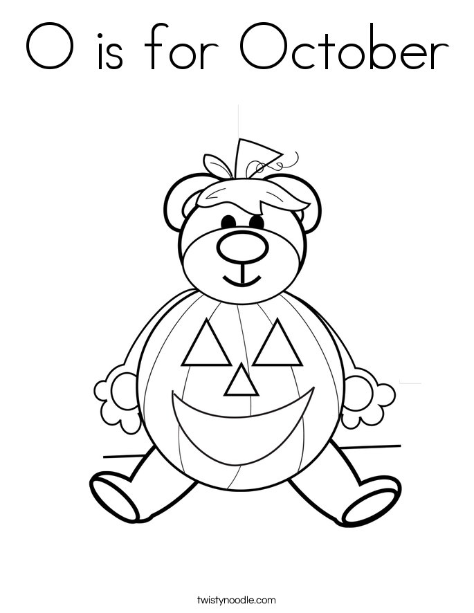O is for October Coloring Page - Twisty Noodle