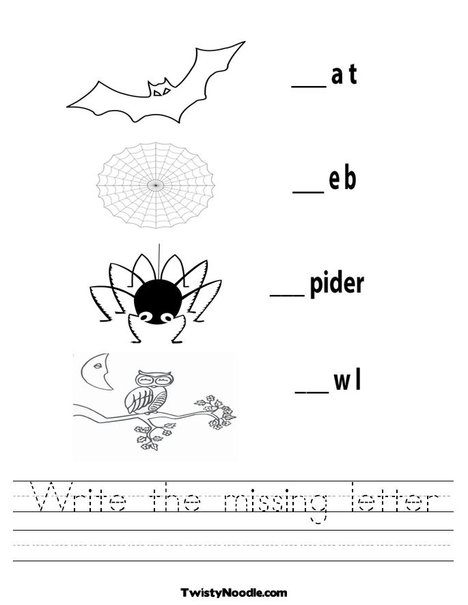 Missing Letter Worksheets