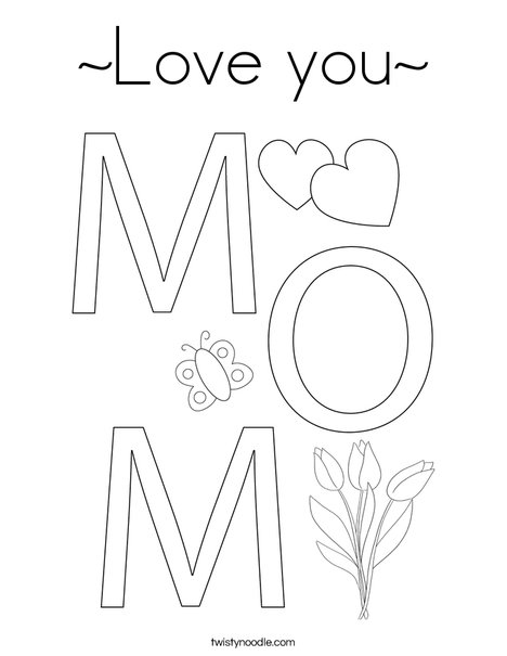 ~love You~ Coloring Page - Twisty Noodle