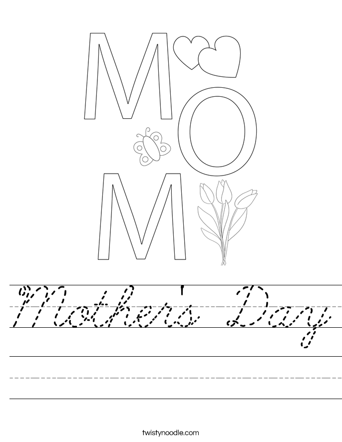 Mothers Day Worksheet Cursive Twisty Noodle