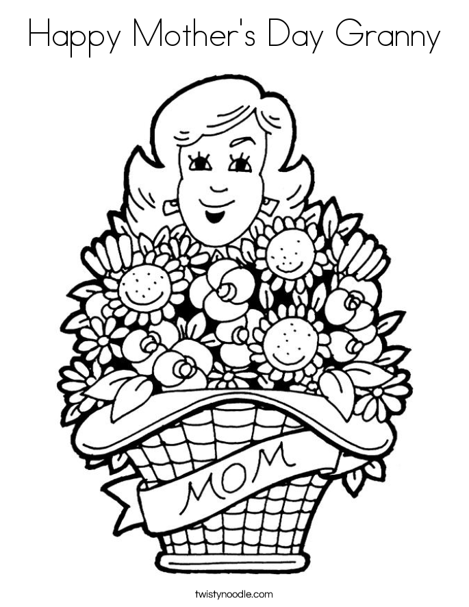 Happy Mother's Day Granny Coloring Page - Twisty Noodle