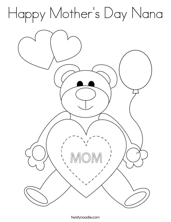 Happy Mother's Day Nana Coloring Page Twisty Noodle