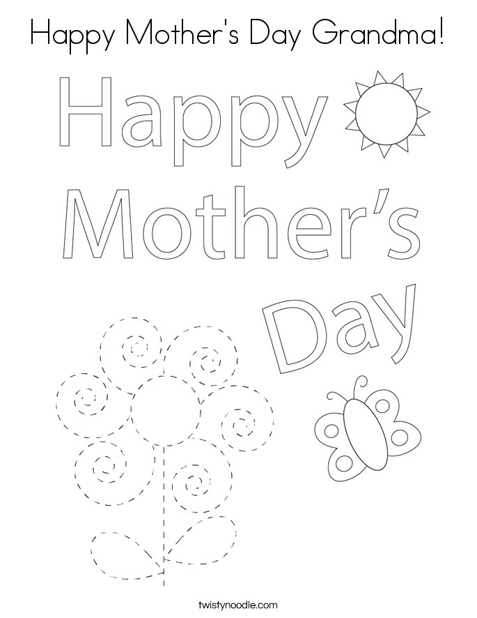 Happy Mother's Day Grandma Coloring Page - Twisty Noodle