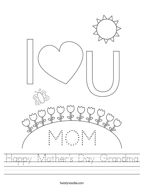 Happy Mothers Day Grandma Worksheet Twisty Noodle