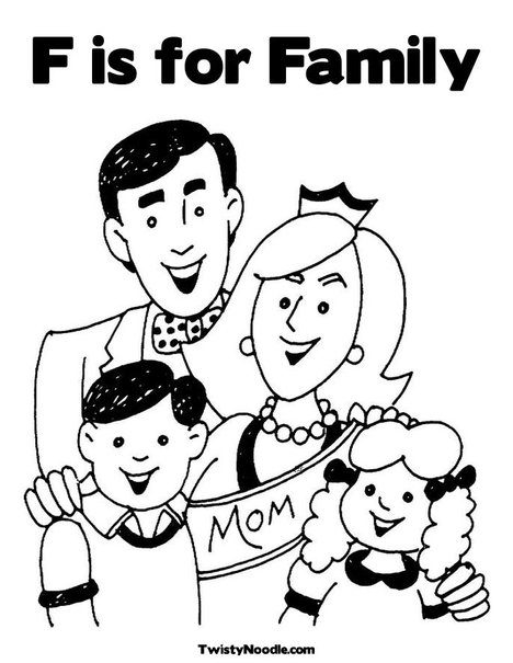 Mom and Family Coloring Page
