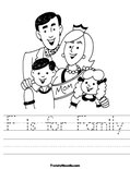 F is for Family Worksheet