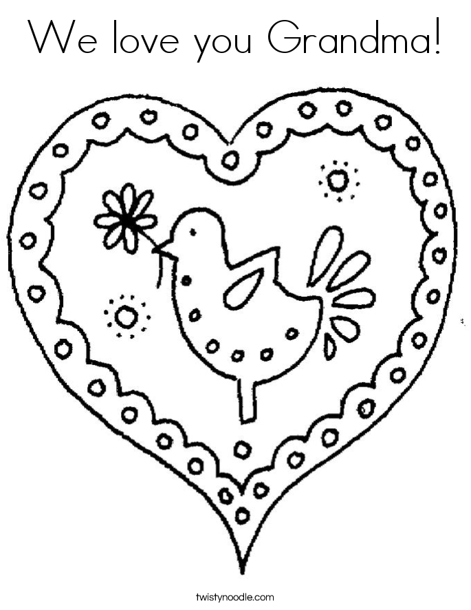 We love you Grandma Coloring Page - Twisty Noodle