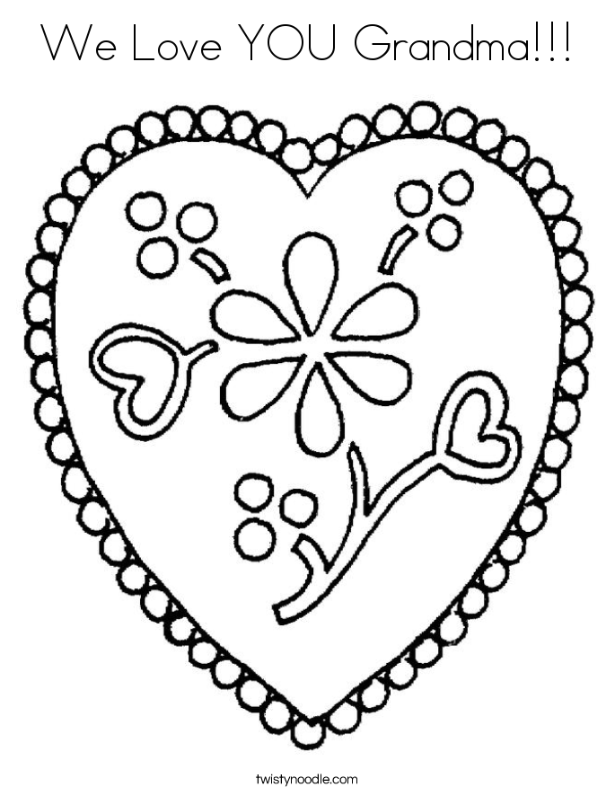 We Love YOU Grandma Coloring Page - Twisty Noodle