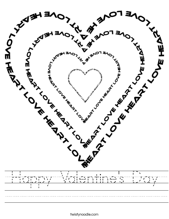 Happy Valentine's Day Worksheet - Twisty Noodle