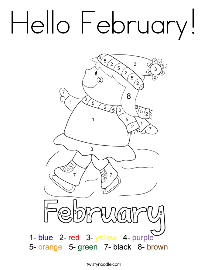 Hello February Coloring Page - Twisty Noodle