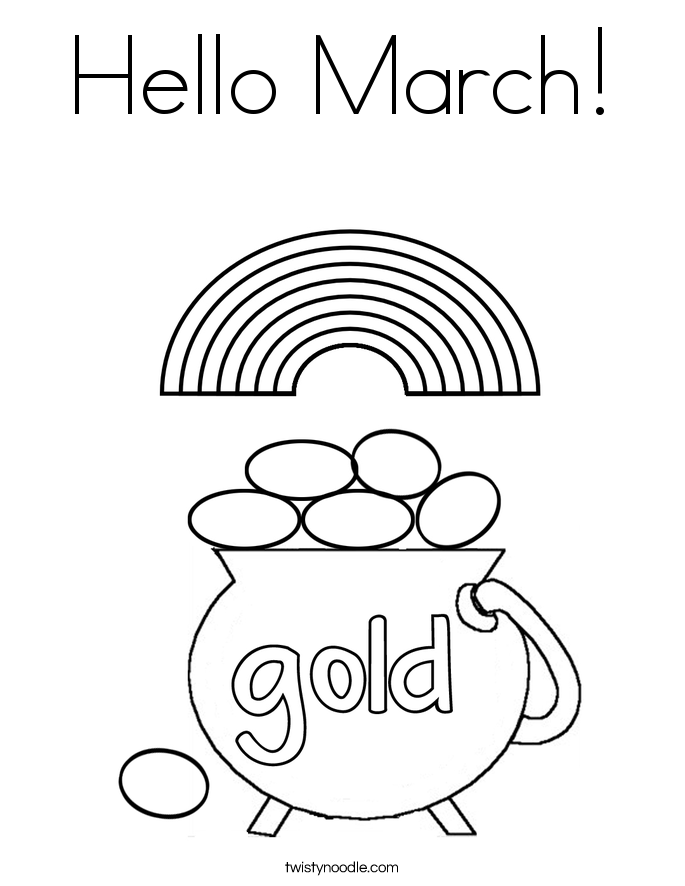Hello March Coloring Page Twisty Noodle