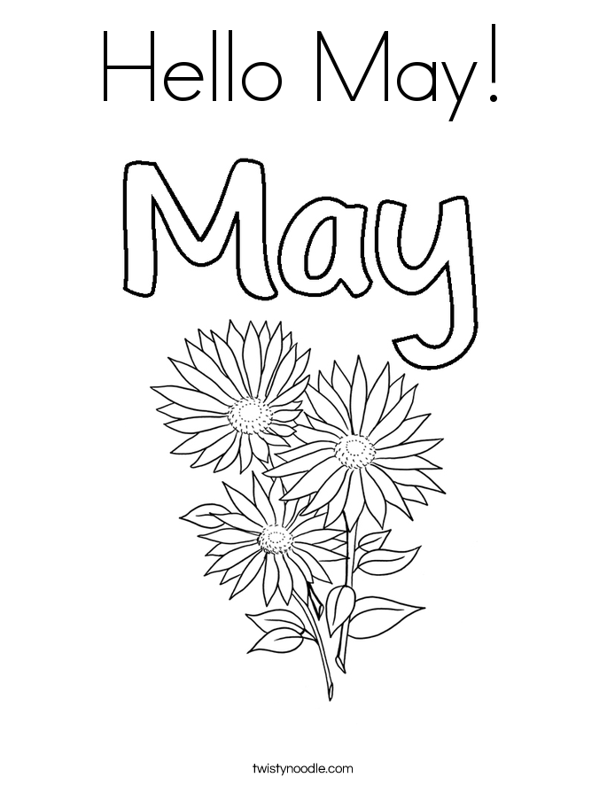 Hello May Coloring Page - Twisty Noodle