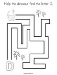 Help the dinosaur find the letter D Coloring Page - Twisty Noodle