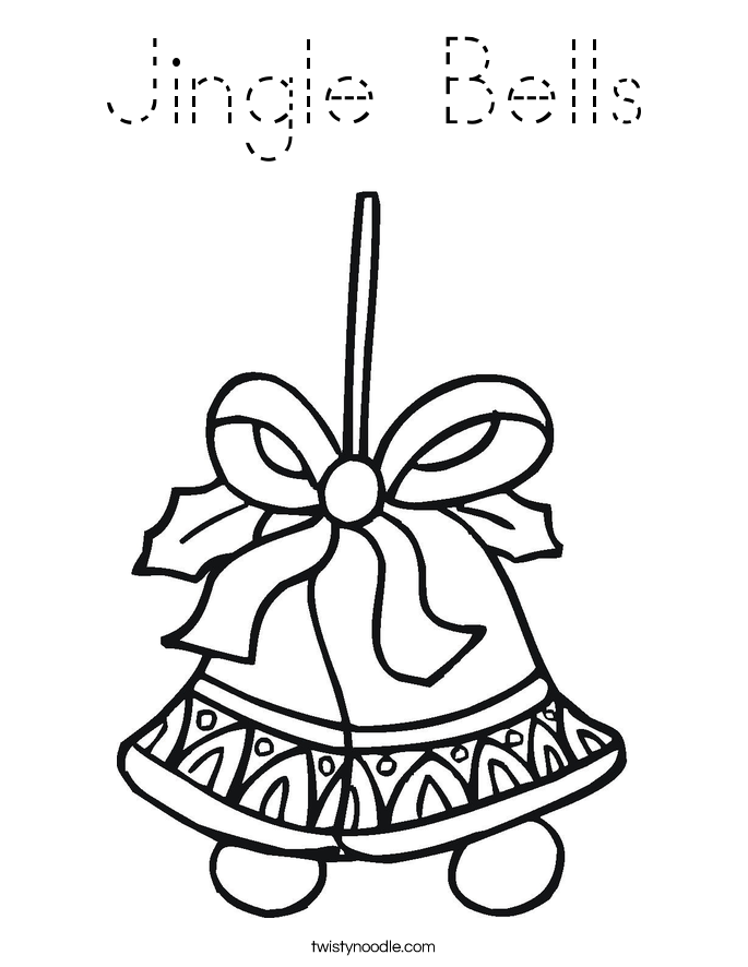 Jingle Bells Coloring Page - Tracing - Twisty Noodle