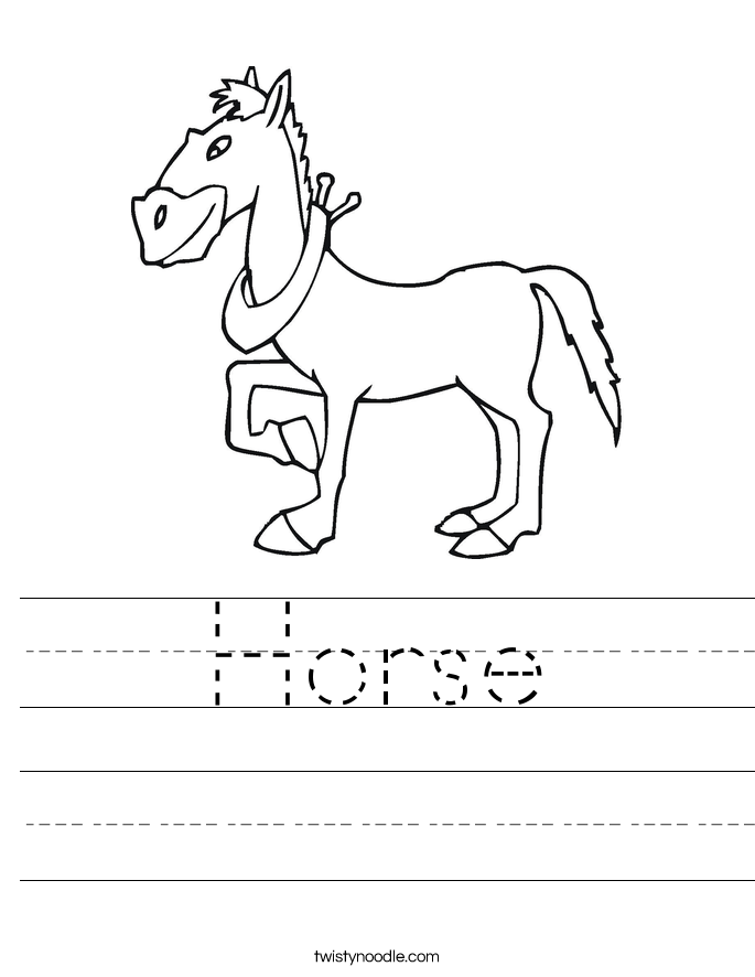 Horse Worksheet - Twisty Noodle