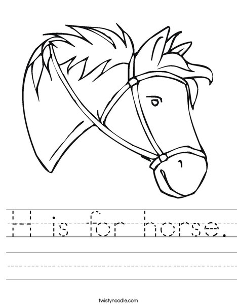H is for horse Worksheet - Twisty Noodle