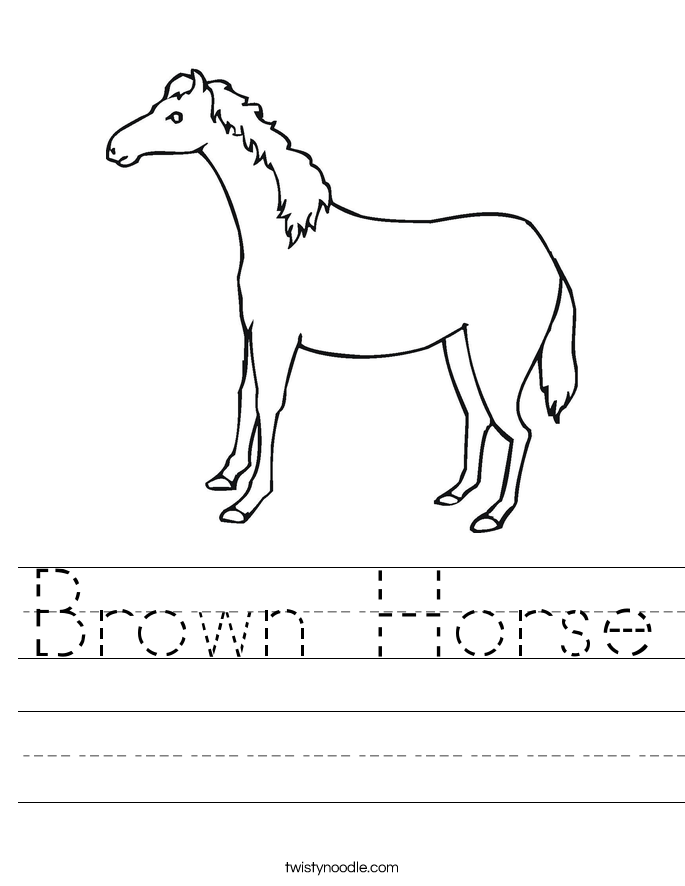 Brown Horse Worksheet - Twisty Noodle