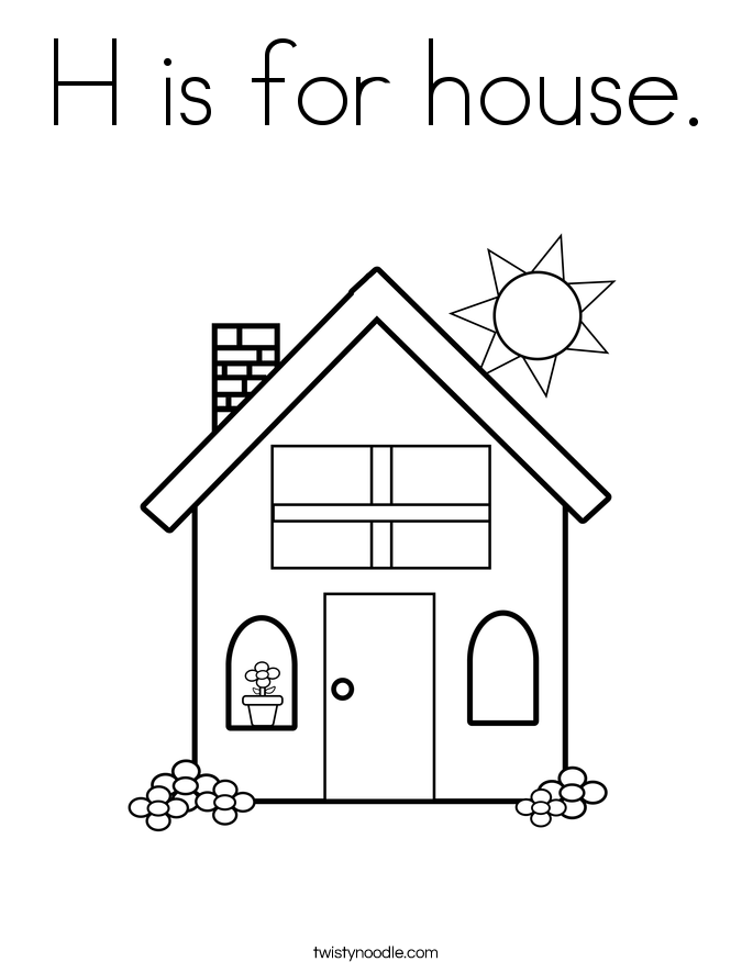 H is for house Coloring Page - Twisty Noodle