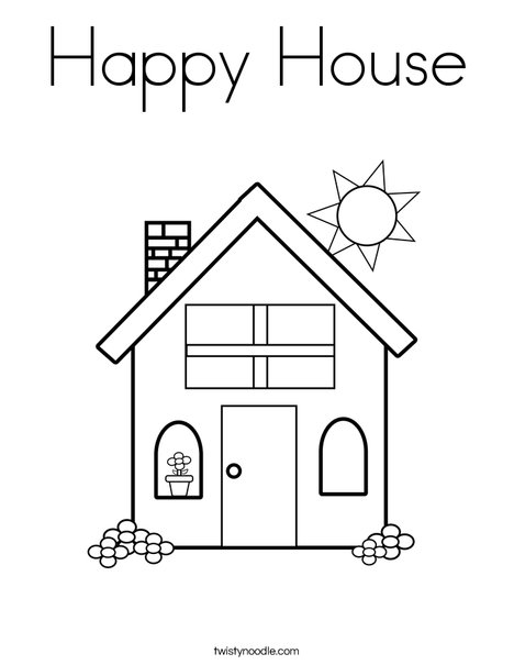 Happy House Coloring Page - Twisty Noodle Happy House Coloring Page - Twisty Noodle