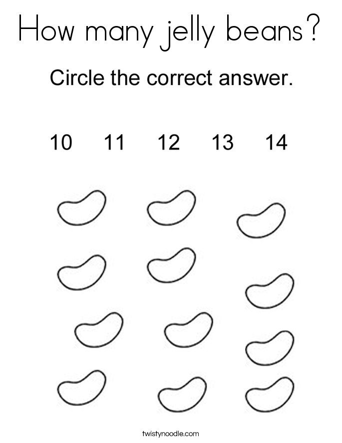 How many jelly beans Coloring Page Twisty Noodle