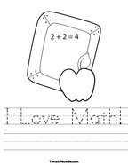 I Love Math Handwriting Sheet