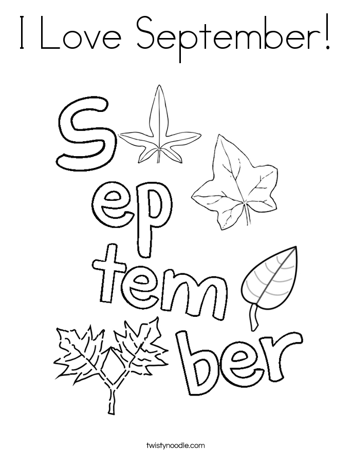 I Love September Coloring Page Twisty Noodle I Love September Coloring Page Twisty Noodle