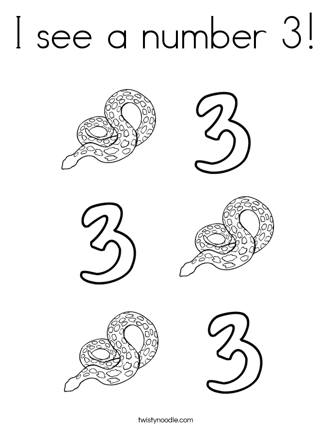 I see a number 3 Coloring Page Twisty Noodle