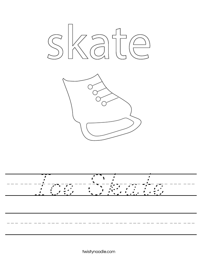 Ice Skate Worksheet - D'Nealian - Twisty Noodle