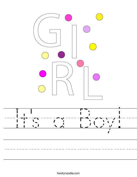It's a Boy Worksheet - Twisty Noodle