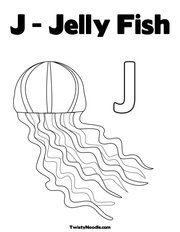J Jellyfish Coloring Page