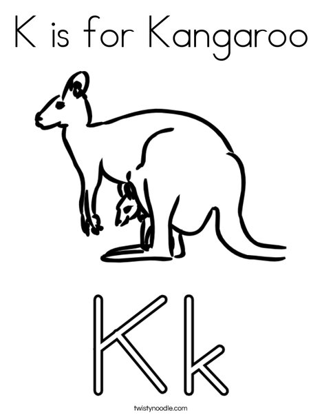 k is for kangaroo coloring pages - photo #1